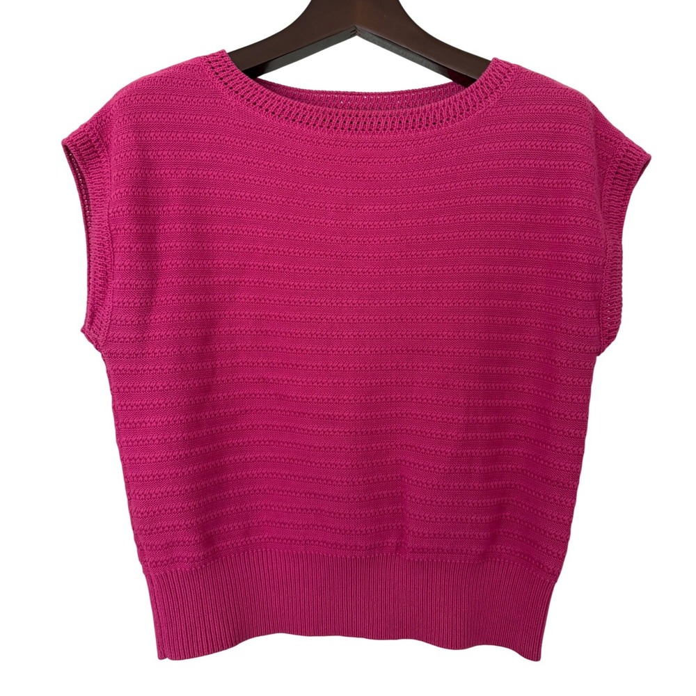 Ann Taylor Factory Pink Textured Knit Sleeveless Sweater Cap Sleeve Medium